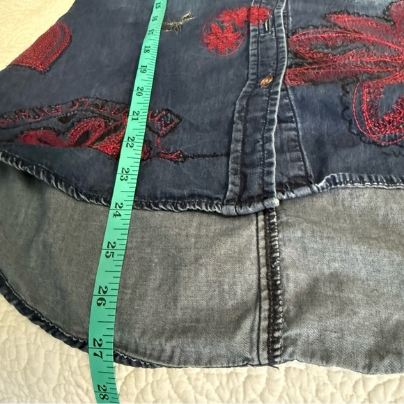 Desigual Blue Denim Shirt with Red Embroidery - Picture 10 of 10